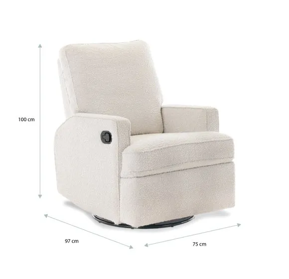 Swivel Glider Recliner Chair - Ivory, Boucle