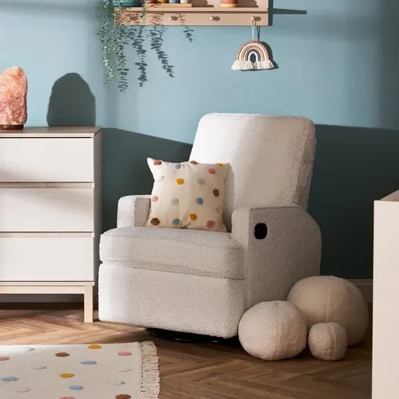 Swivel Glider Recliner Chair - Ivory, Boucle image