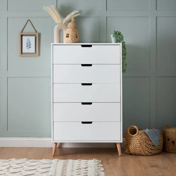 Tall 5-Drawer Chest - White image