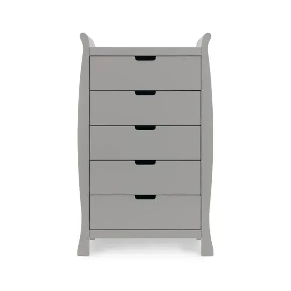 Tall 5-Drawer Chest with Sleigh Design - Grey