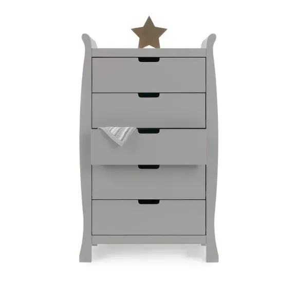 Tall 5-Drawer Chest with Sleigh Design - Grey