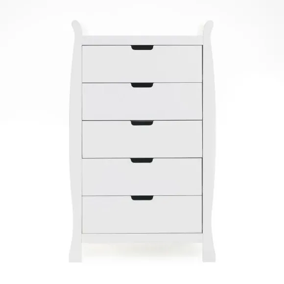 Tall 5-Drawer Chest with Sleigh Design - White