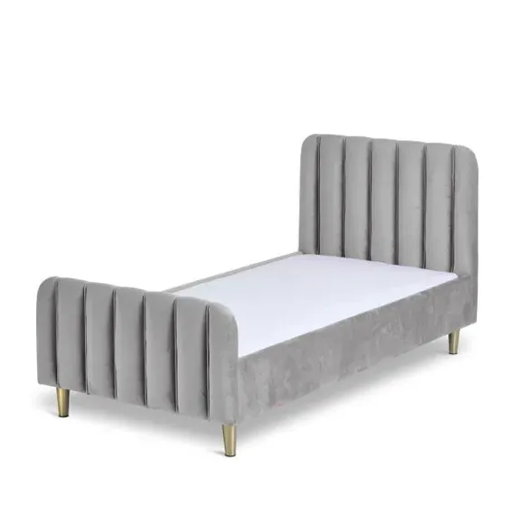 Toddler Bed Frame Low Profile - Grey, Velvet