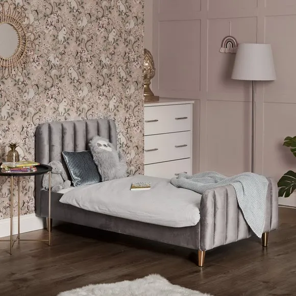 Toddler Bed Frame Low Profile - Grey, Velvet image