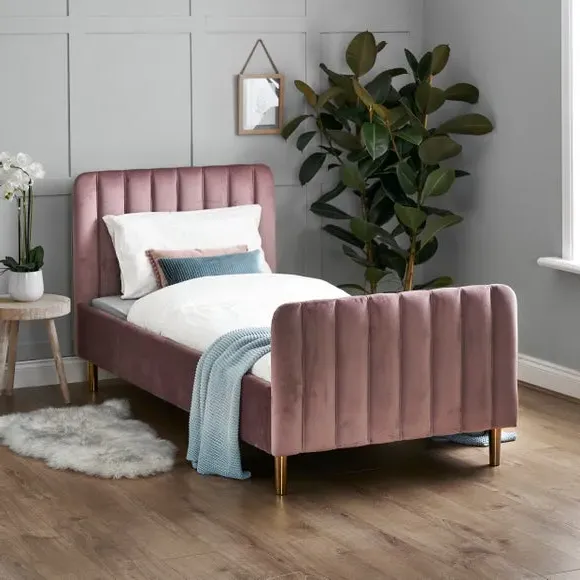 Toddler Bed Frame Low Profile - Pink, Velvet