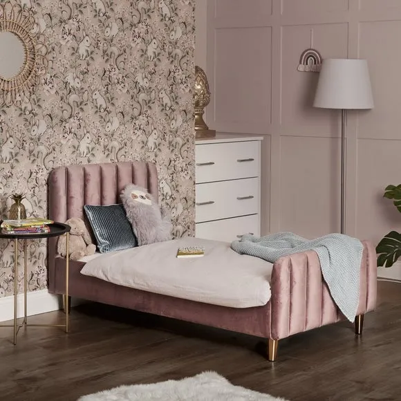 Toddler Bed Frame Low Profile - Pink, Velvet
