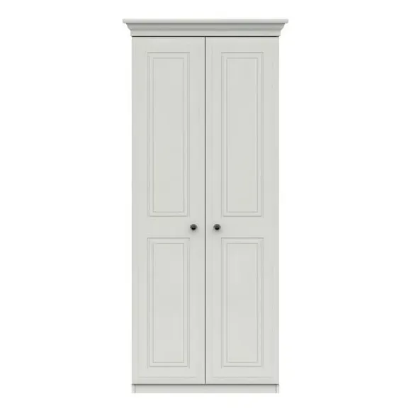 2-Door Wardrobe with Mirror - White, Melamine