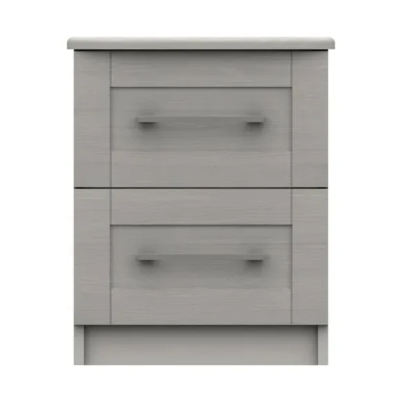 2-Drawer Bedside Table - Light Grey, MDF