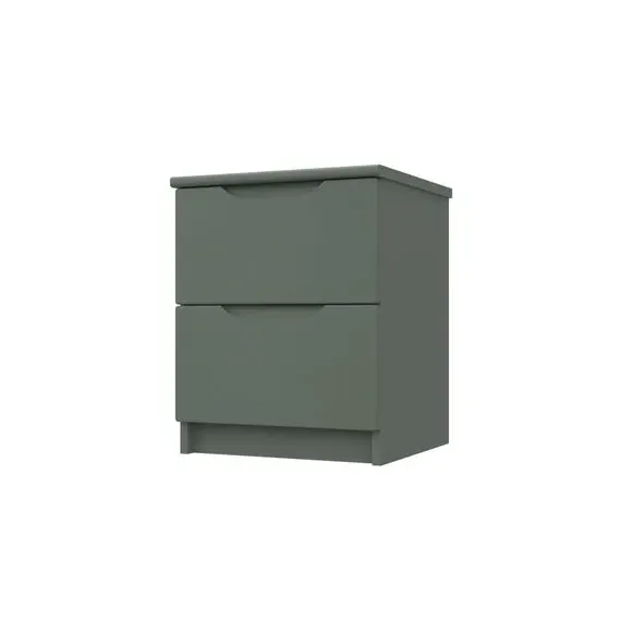 2-Drawer Bedside Table with Grooved Handles - Green