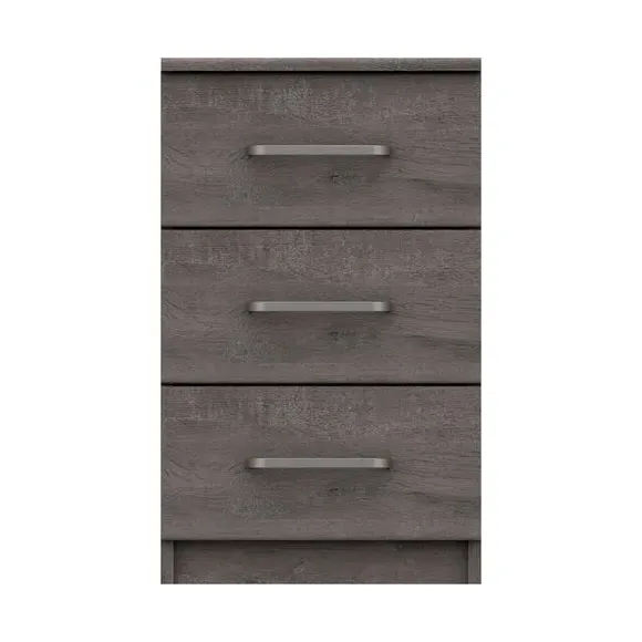3-Drawer Bedside Table - Dark Grey, Wood Effect image