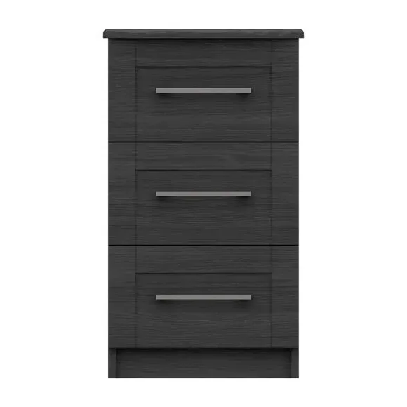 3-Drawer Bedside Table - Grey, MDF