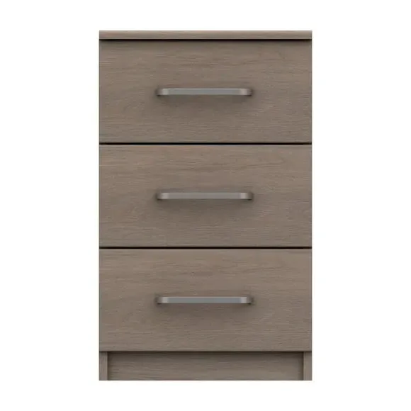 3-Drawer Bedside Table - Light Grey, Wood Effect