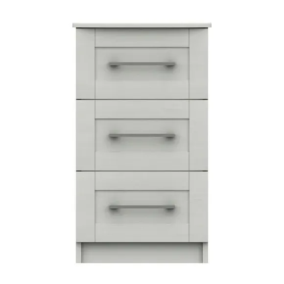 3-Drawer Bedside Table - White, MDF