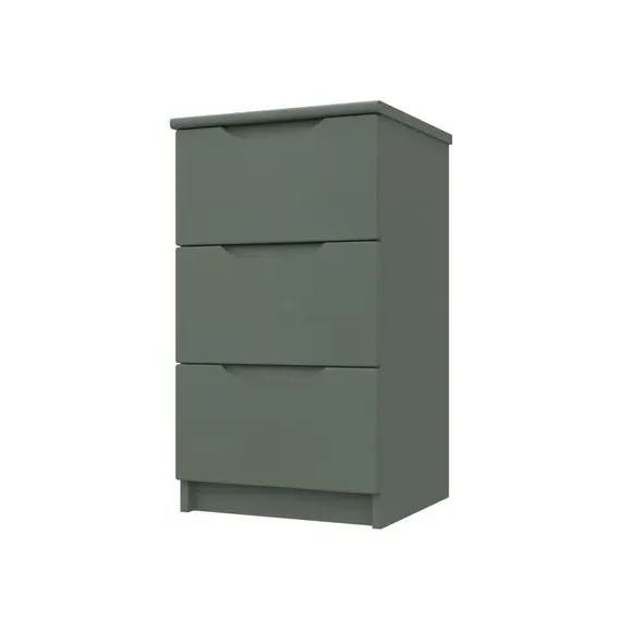 3-Drawer Bedside Table with Grooved Handles - Green