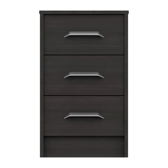 3-Drawer Bedside Table with Handles - Black image