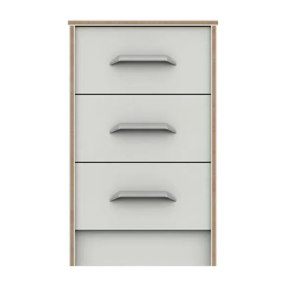 3-Drawer Bedside Table with Handles - White