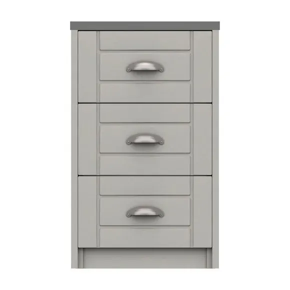 3-Drawer Bedside Table with Routed Style - Grey image