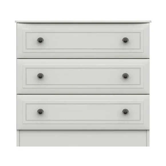 3-Drawer Chest with Crystal Handles - White