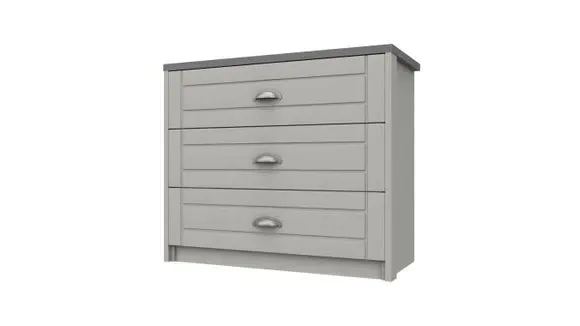 3-Drawer Chest with Metal Handles - Grey