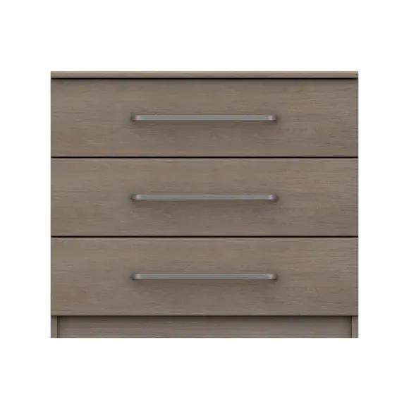 3-Drawer Chest with Metal Handles - Light Grey