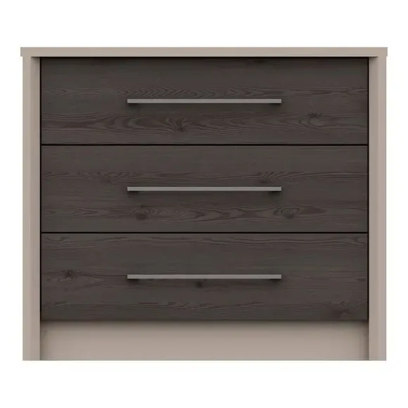 3-Drawer Chest with Oak Fronts - Dark Wood image