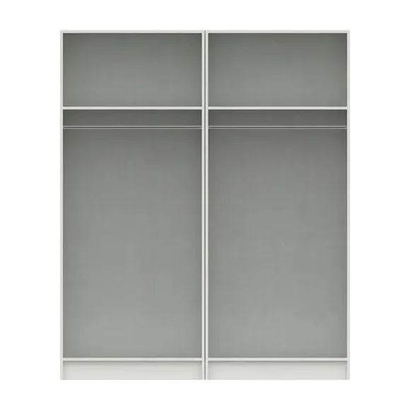 4-Door Wardrobe with Mirror - Light Grey