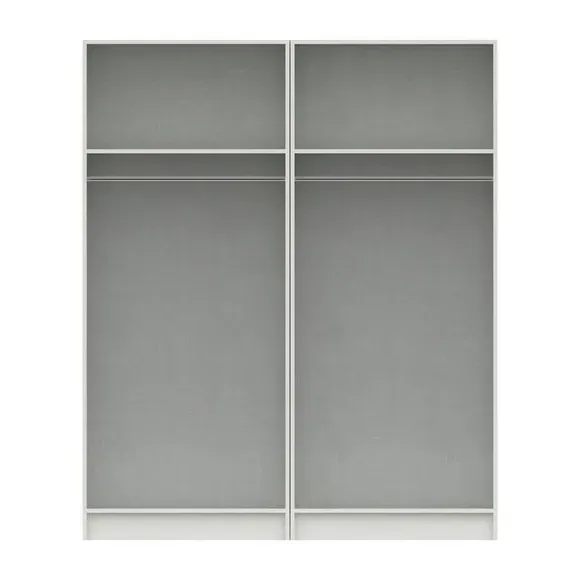 4-Door Wardrobe with Mirrors - Light Grey