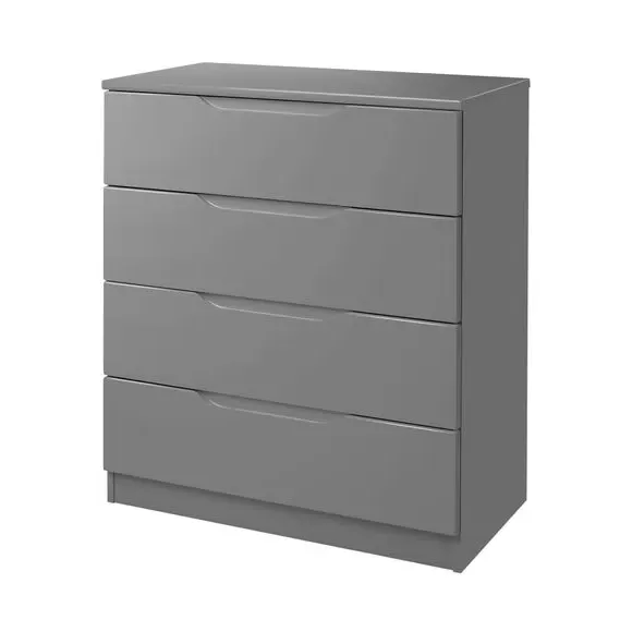 4-Drawer Chest with Handle-less Design - Grey