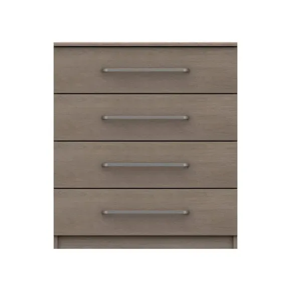4-Drawer Chest with Metal Handles - Light Grey