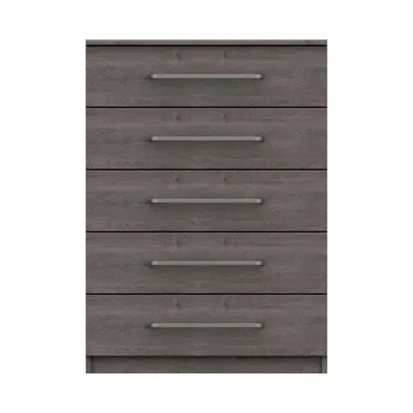 5-Drawer Chest with Metal Handles - Dark Grey image