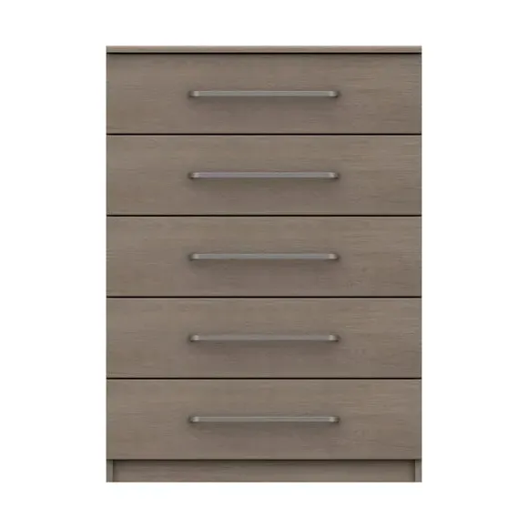 5-Drawer Chest with Metal Handles - Light Grey