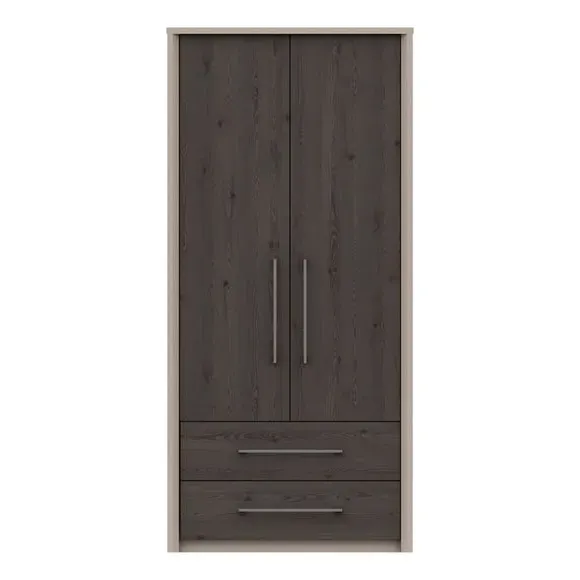 Double 2 Drawer Wardrobe - Dark Wood image