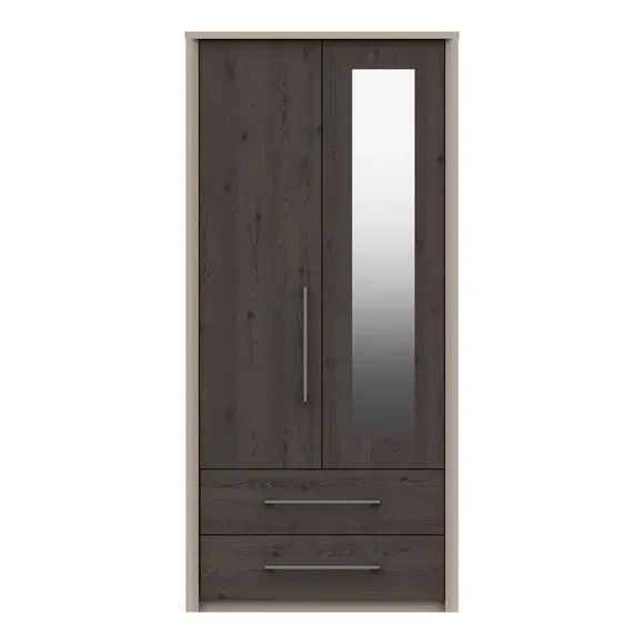 Double 2 Drawer Wardrobe - Dark Wood