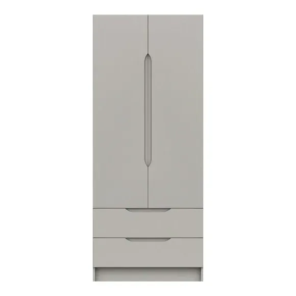 Double 2-Drawer Wardrobe - Light Grey, High Gloss image