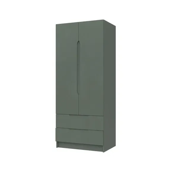 Double 2-Drawer Wardrobe - Sage, High Gloss