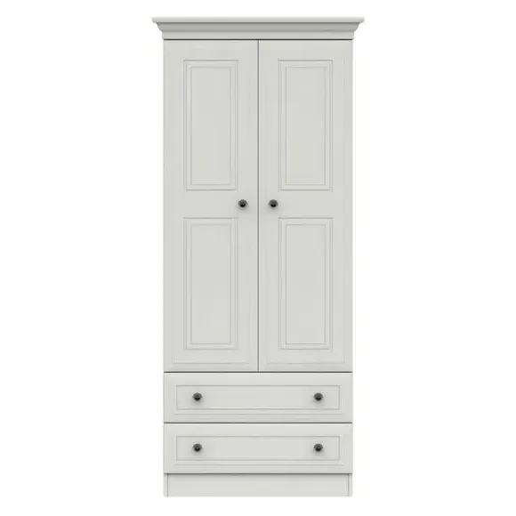 Double 2-Drawer Wardrobe - White, Melamine