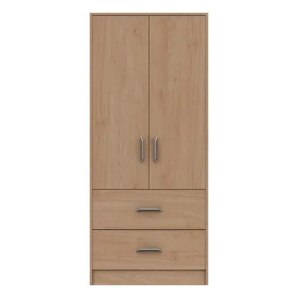 Double 2-Drawer Wardrobe with Hanging - Oak image
