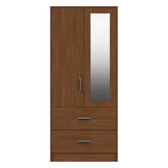 Double 2-Drawer Wardrobe with Hanging - Walnut