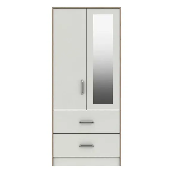Double 2-Drawer Wardrobe with Hanging - White