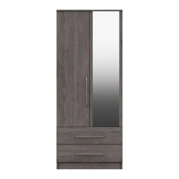 Double Wardrobe with 2 Drawers - Dark Grey