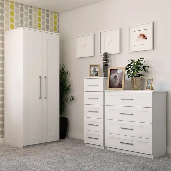 Double Wardrobe with Shaker Doors - White