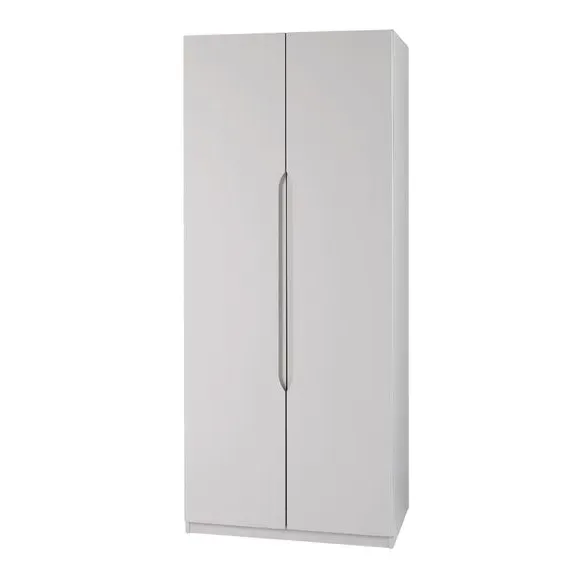 Double Wardrobe with Shelf - Light Grey, High Gloss image