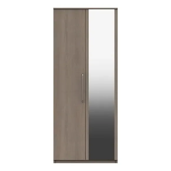 Double Wardrobe with Shelf - Light Grey