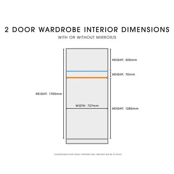 Double Wardrobe with Shelf - Sage, High Gloss