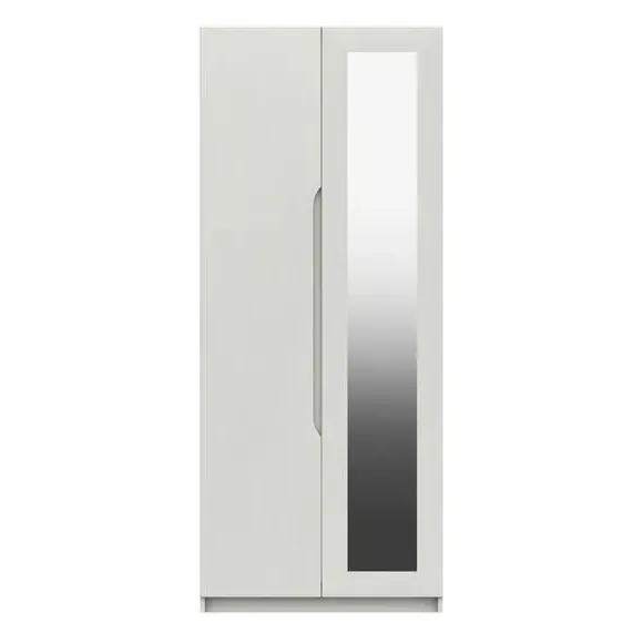 Double Wardrobe with Shelf - White, High Gloss