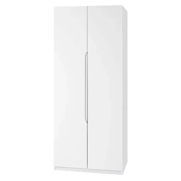 Double Wardrobe with Shelf - White, High Gloss