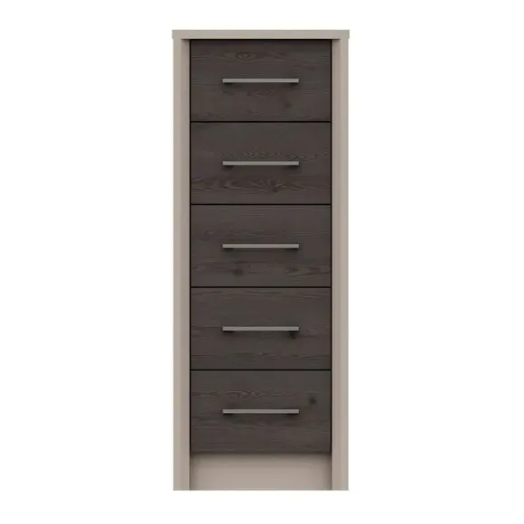 Tall 5-Drawer Chest - Dark Wood, Oak Effect image