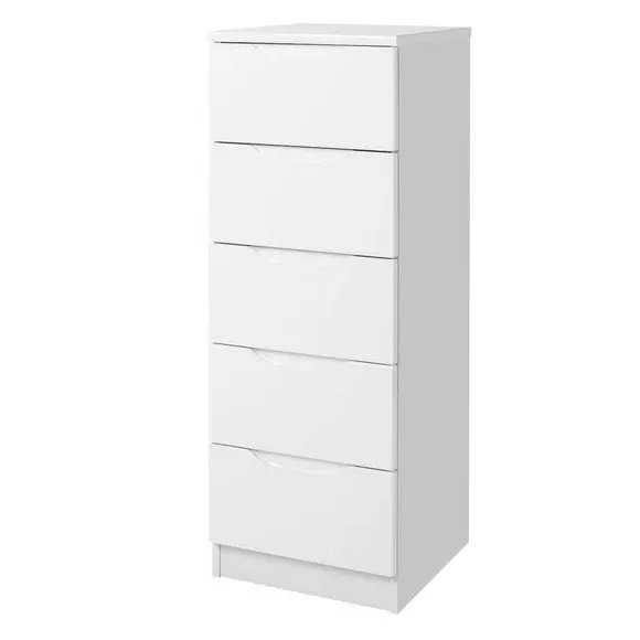 Tall 5-Drawer Chest Handle-less - White