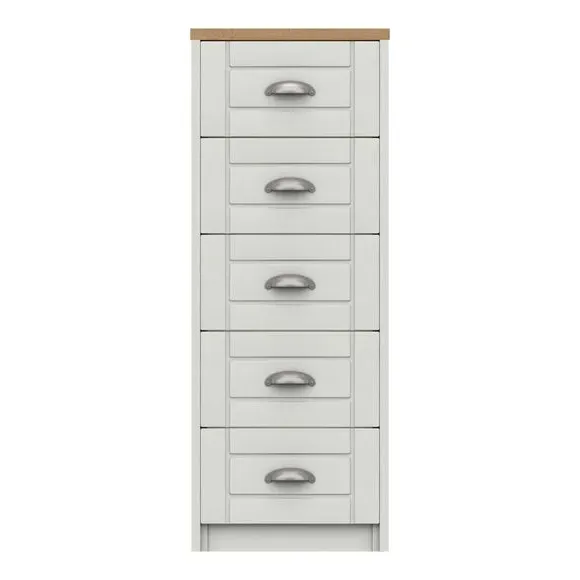 Tall 5 Drawer Chest - Mid Oak