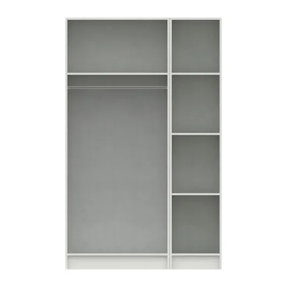 Triple Mirrored Wardrobe with Handles - Grey